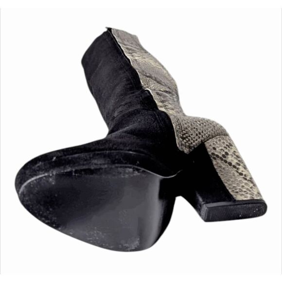 POUR LA VICTOIRE Tall Snakeskin Black Suede Heeled Boot Size 7.5 - Picture 9 of 9